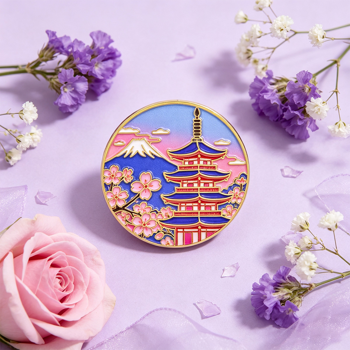 Pin Enamel Bunga Sakura Jepang - Travel Accessories Jewelry ulasan dan harga